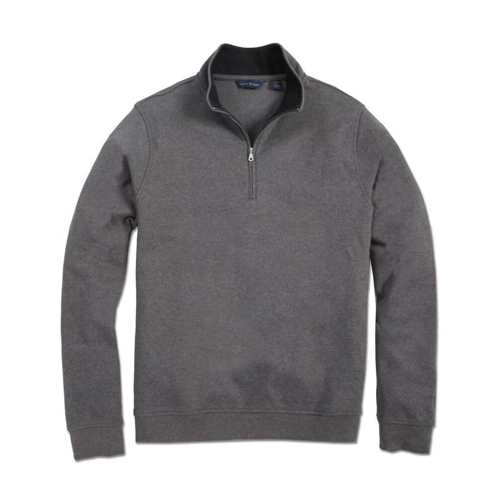 NEW SCOTT BARBER men's pima interlock zip mock in charcoal